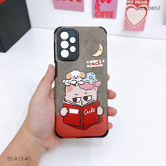 Ốp SS A13 4G giả da lộn Gấu Lucky đọc sách