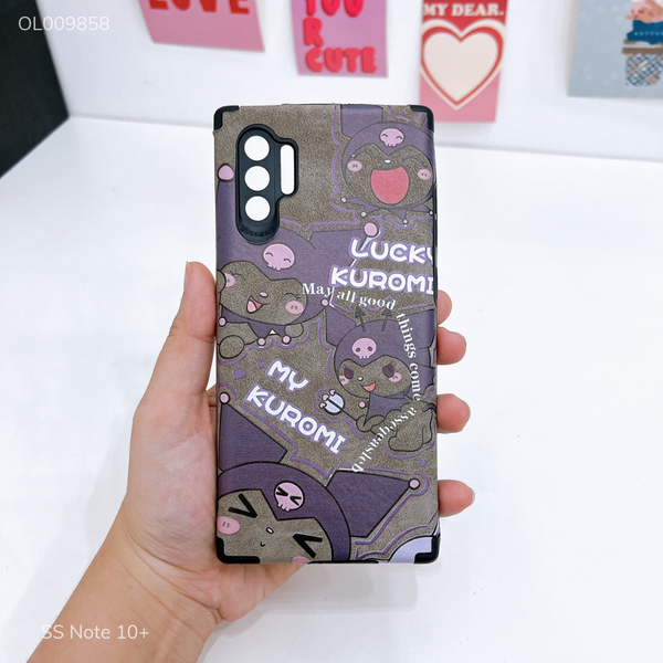 Ốp Samsung Note 10+ giả da lộn Kuromi tím