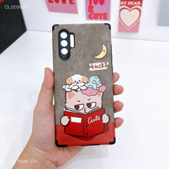 Ốp SS Note 10+ giả da lộn Gấu Lucky đọc sách