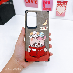 Ốp SS Note 20 Ultra giả da lộn Gấu Lucky đọc sách
