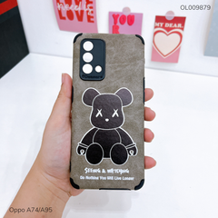 Ốp Oppo A74/A95 giả da lộn Bearbrick