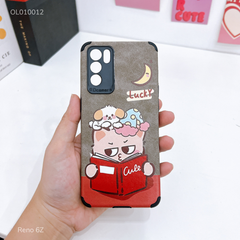 Ốp Reno 6Z giả da lộn Gấu Lucky đọc sách