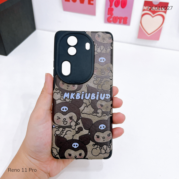 Ốp Reno 11 Pro giả da lộn Kuromi MKbiubiu