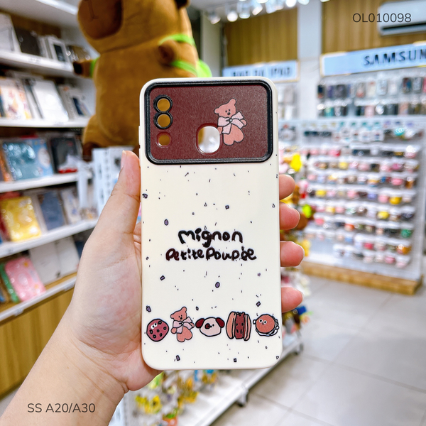 Ốp SS A20/A30 dẻo in Gấu bánh Mignon phối camera