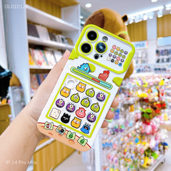 ** Ốp IP 14 Pro Max dẻo game xếp hình thú 1 mắt