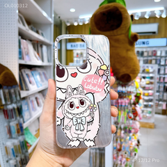 Ốp IP 12/12 Pro vân sóng ánh bạc cute Labubu