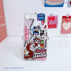 Ốp Oppo A5s/F9/A12/A7 lưng cứng Happy Labubu nút bạc