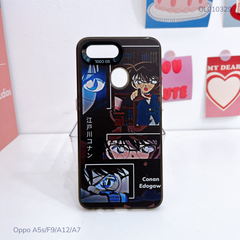 Ốp Oppo A5s/F9/A12/A7 lưng cứng Conan nút bạc