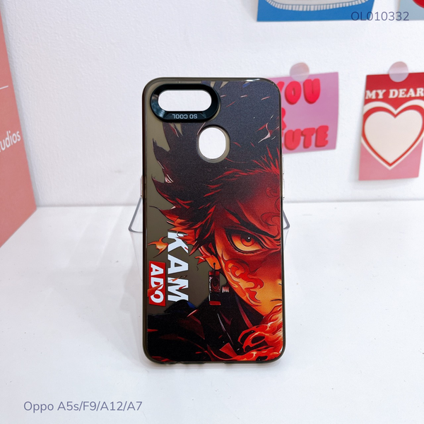 Ốp Oppo A5s/F9/A12/A7 lưng cứng Kamado nút bạc