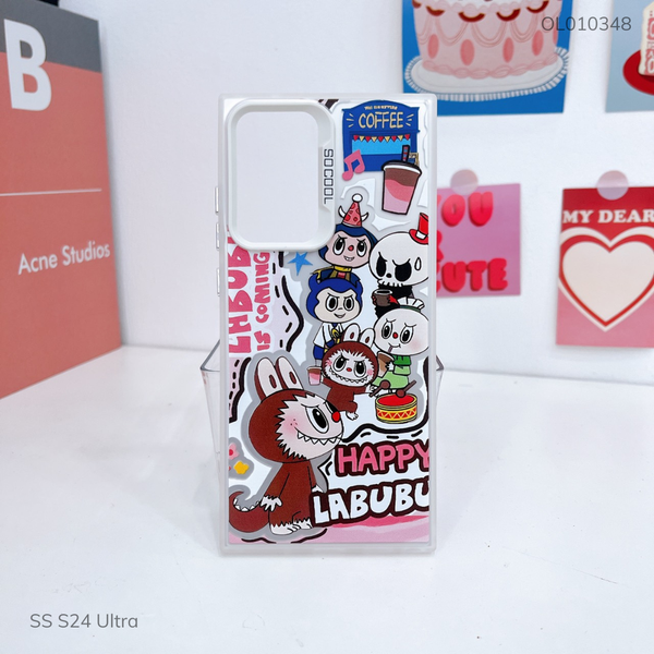 Ốp SS S24 Ultra lưng cứng Happy Labubu nút bạc