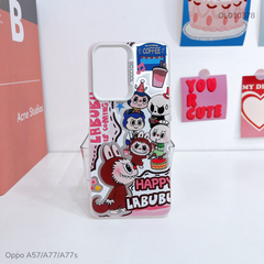 Ốp Oppo A57/A77/A77s lưng cứng Happy Labubu nút bạc