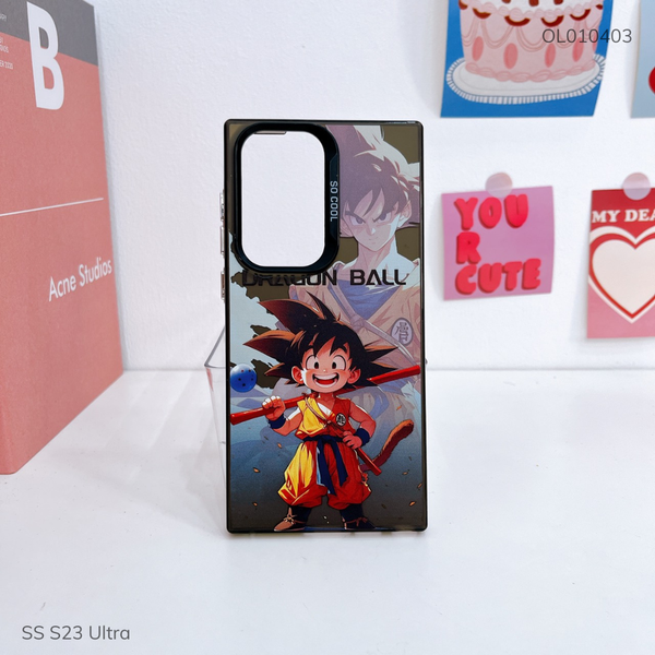 Ốp SS S23 Ultra lưng cứng Dragon Ball viền đen nút bạc