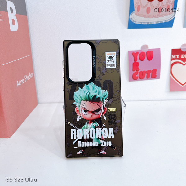 Ốp SS S23 Ultra lưng cứng Roronoa viền đen nút bạc