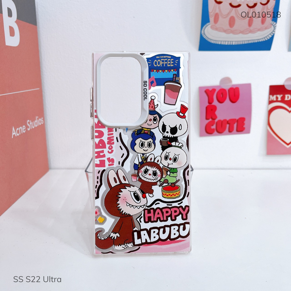 Ốp SS S22 Ultra lưng cứng Happy Labubu nút bạc
