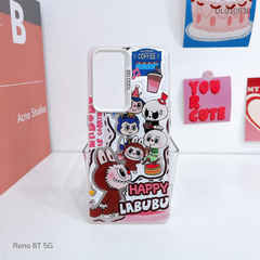 Ốp Reno 8T 5G lưng cứng Happy Labubu nút bạc