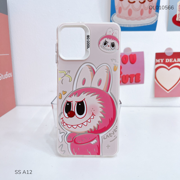 Ốp SS A12 lưng cứng Labubu hồng nút bạc