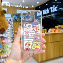 Ốp IP 15 Plus dẻo trong 4 khung Labubu nón xanh
