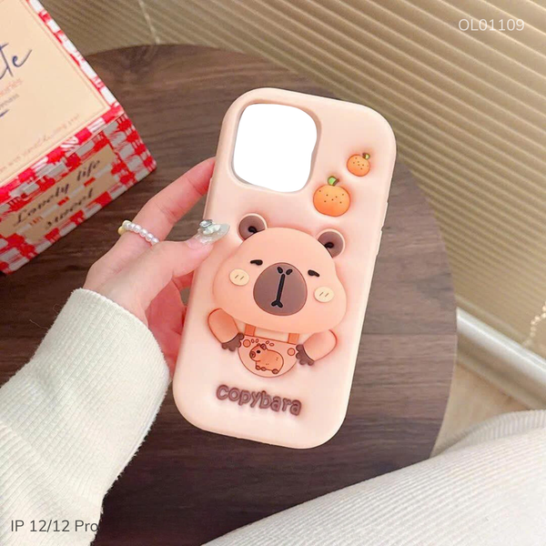 ** Ốp IP 12/12 Pro dẻo su Capybara giá đỡ