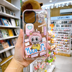 Ốp IP 11 Pro Max dẻo trong Labubu hồng Sweet phối viền