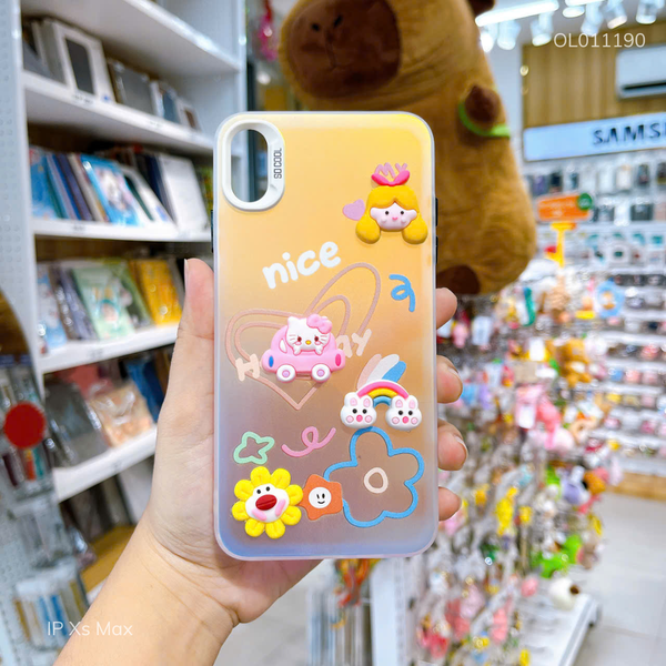 Ốp IP Xs Max nhám phản quang đính sticker Holiday nice
