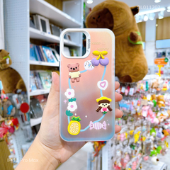 Ốp IP 11 Pro Max nhám phản quang đính sticker Gấu Keep Happy