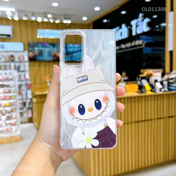 Ốp SS S20 Fe vân sóng bạc Labubu nón nâu