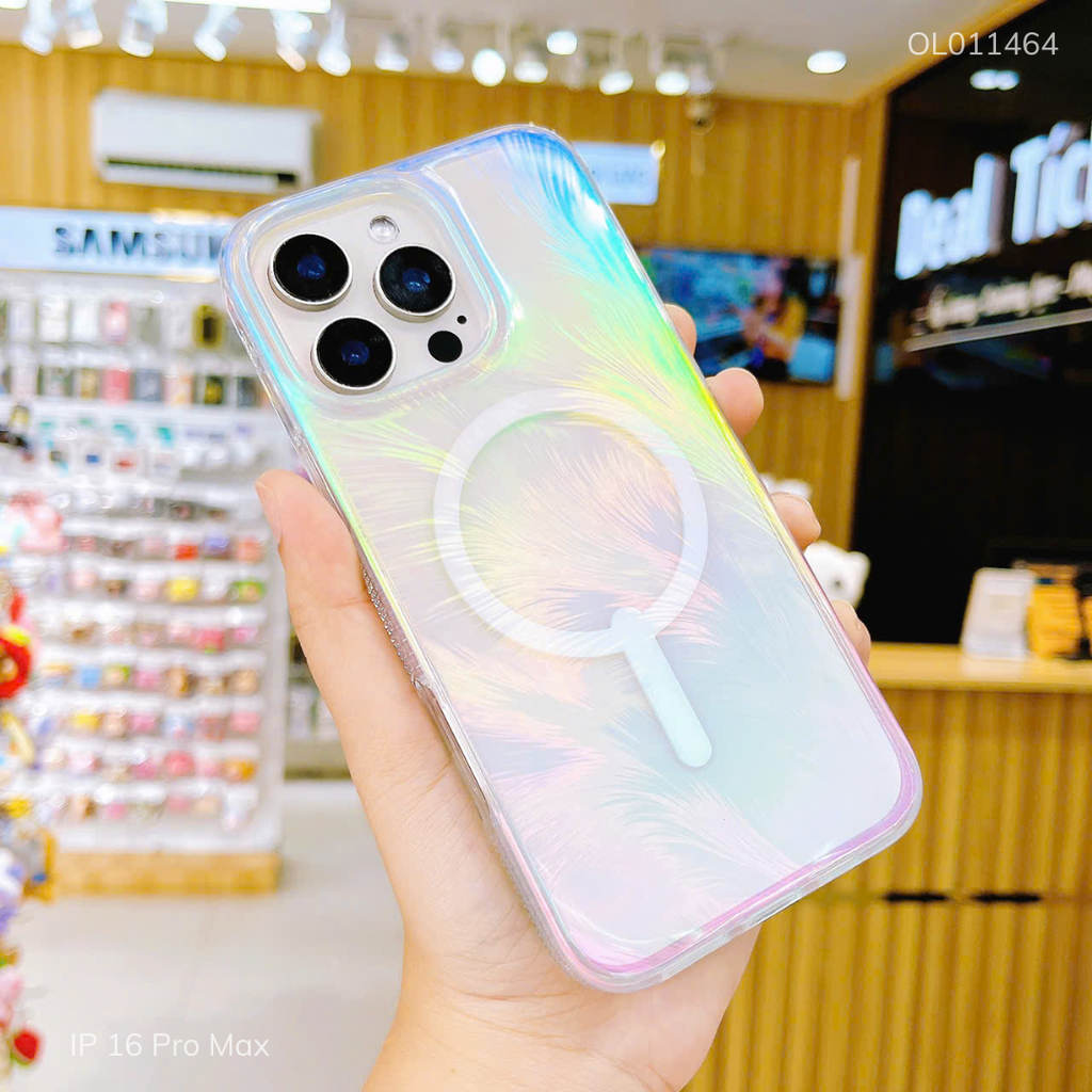 ** Ốp IP 16 Pro Max ZAGG Iridescent Magsafe lông vũ