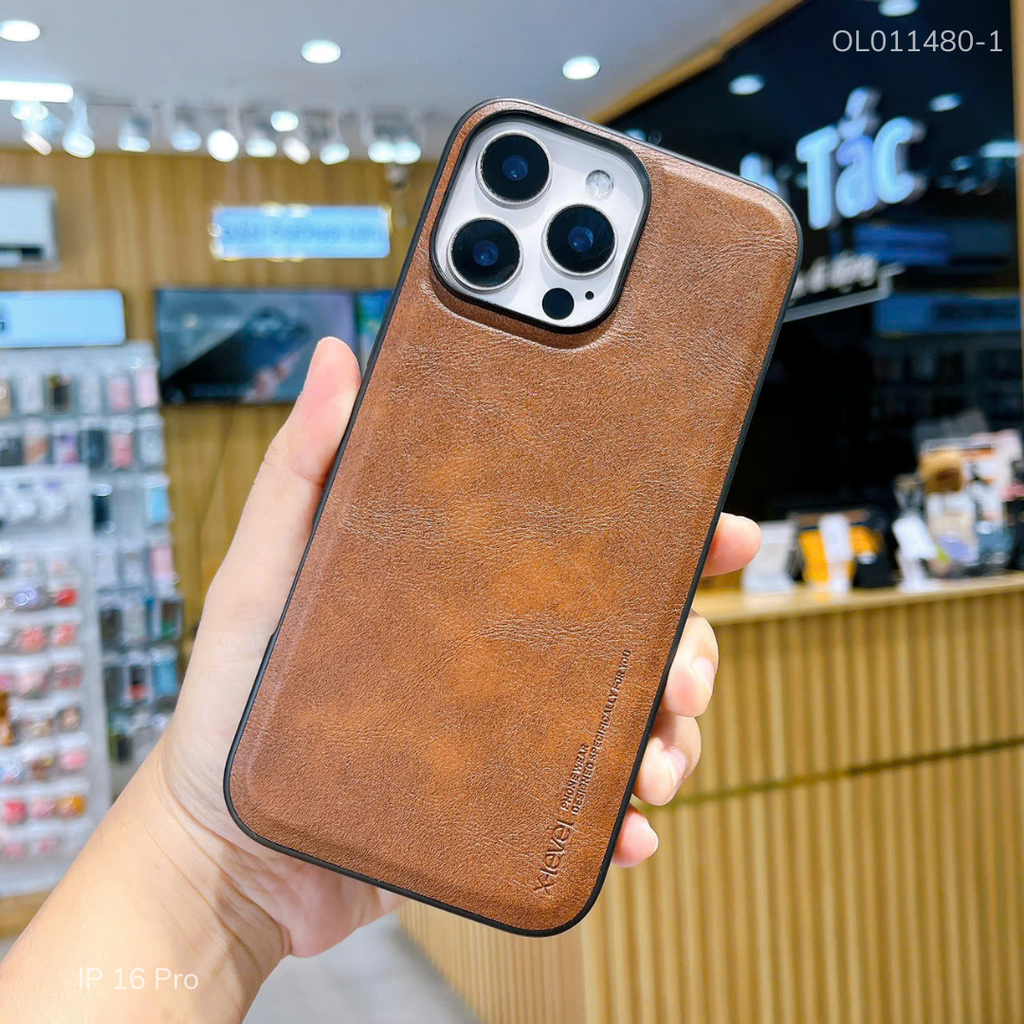 ** Ốp IP 16 Pro X-level vân da viền dẻo