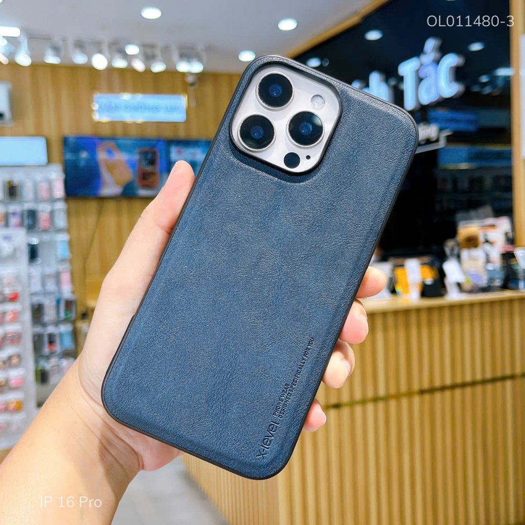 ** Ốp IP 16 Pro X-level vân da viền dẻo
