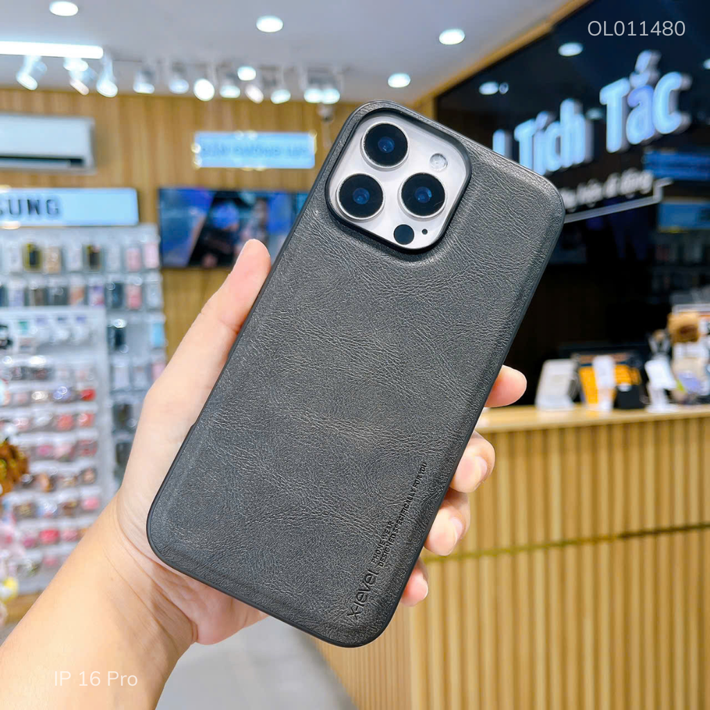** Ốp IP 16 Pro X-level vân da viền dẻo