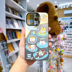 Ốp IP 16 Pro nhám bạc Cún Happy Summer