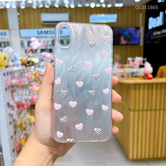 Ốp IP Xs Max vân ánh sóng tim hồng và tim sọc