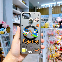 Ốp Oppo A5s/A7/A12/F9 nhám bạc Fighting