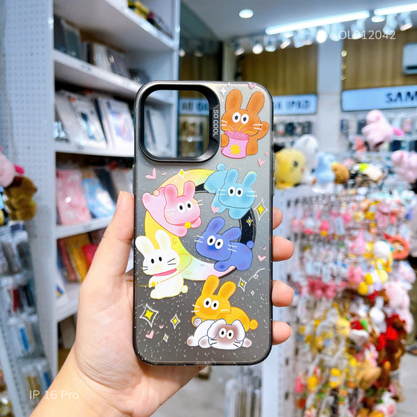 Ốp IP 16 Pro nhám bạc Thỏ nhiều màu