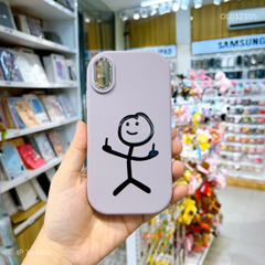 Ốp IP Xs Max Silicon hình vui nhộn đen nền tím