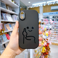 Ốp IP Xs Max Silicon hình vui nhộn đen nền đen