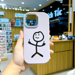 Ốp IP 13 Pro Silicon hình vui nhộn đen nền tím