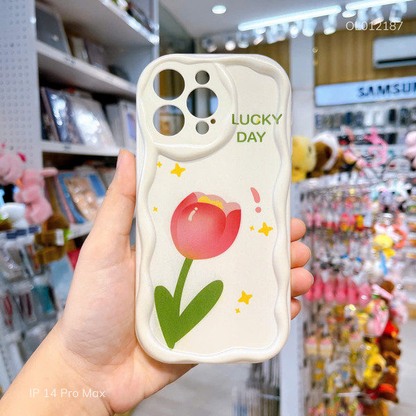 Ốp IP 14 Pro Max dẻo Tulip Lucky day viền sóng nổi