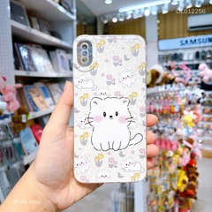 Ốp IP Xs Max dẻo mèo trắng và hoa viền trong