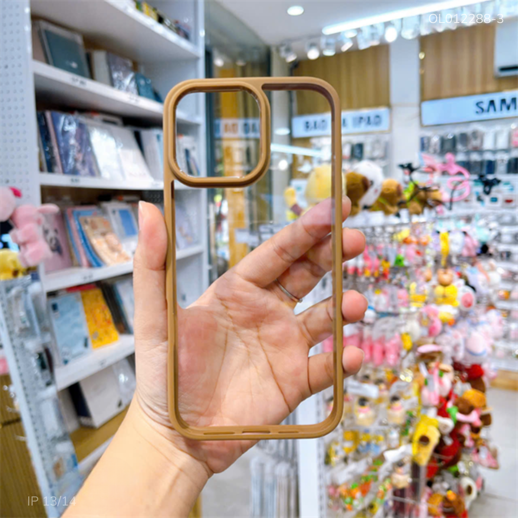 Ốp IP 13/14 6.1 Likgus trong viền màu camera trơn