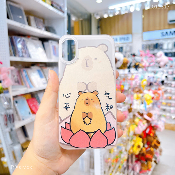 Ốp IP Xs Max dẻo nhám Capybara ngồi sen