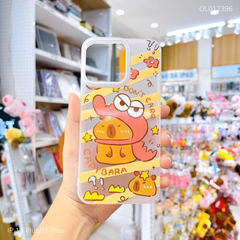 Ốp IP 14 Plus/15 Plus dẻo nhám Capybara khủng long hồng