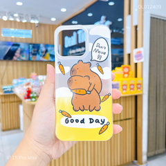 Ốp IP 15 Pro Max dẻo nhám Capybara cà rốt Good day