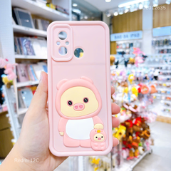 Ốp Redmi 12C silicon hình Heo hồng nổi