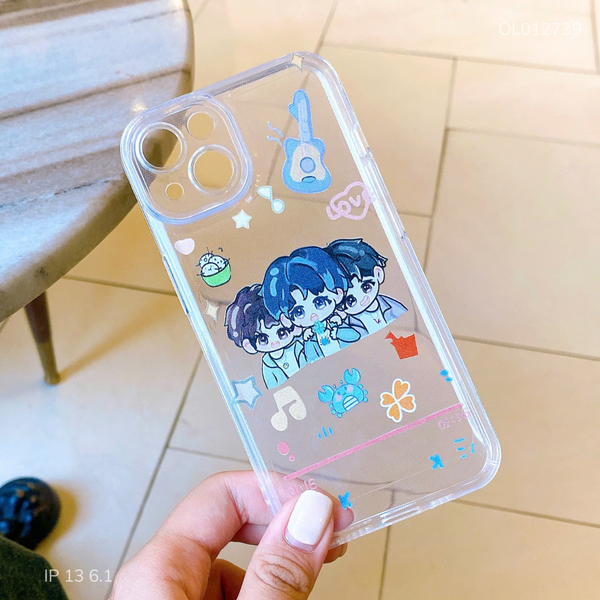 Ốp IP 13 6.1 dẻo trong in 3 hình Anime nam