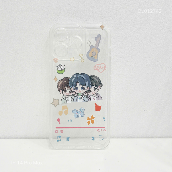 Ốp IP 14 Pro Max dẻo trong in 3 hình Anime nam