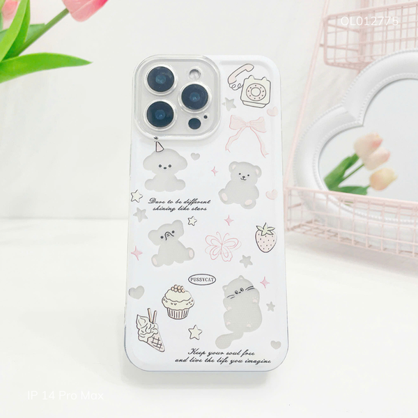 Ốp IP 14 Pro Max dẻo hình Gấu/Voi trong