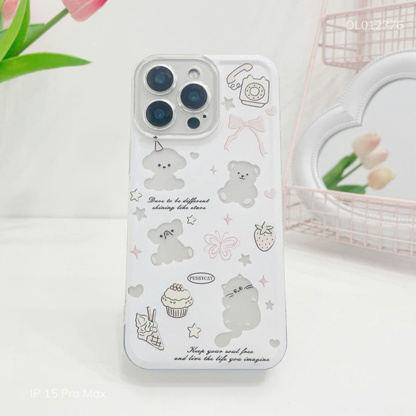 Ốp IP 15 Pro dẻo hình Gấu/Voi trong
