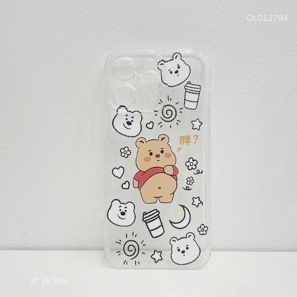 Ốp IP 15 Pro dẻo trong nhiều icon hình Pooh