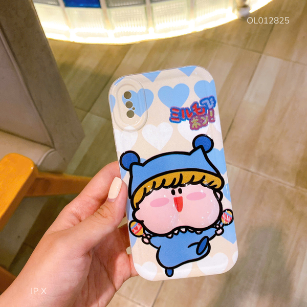 Ốp IP X dẻo lưng phồng hoạt hình áo xanh